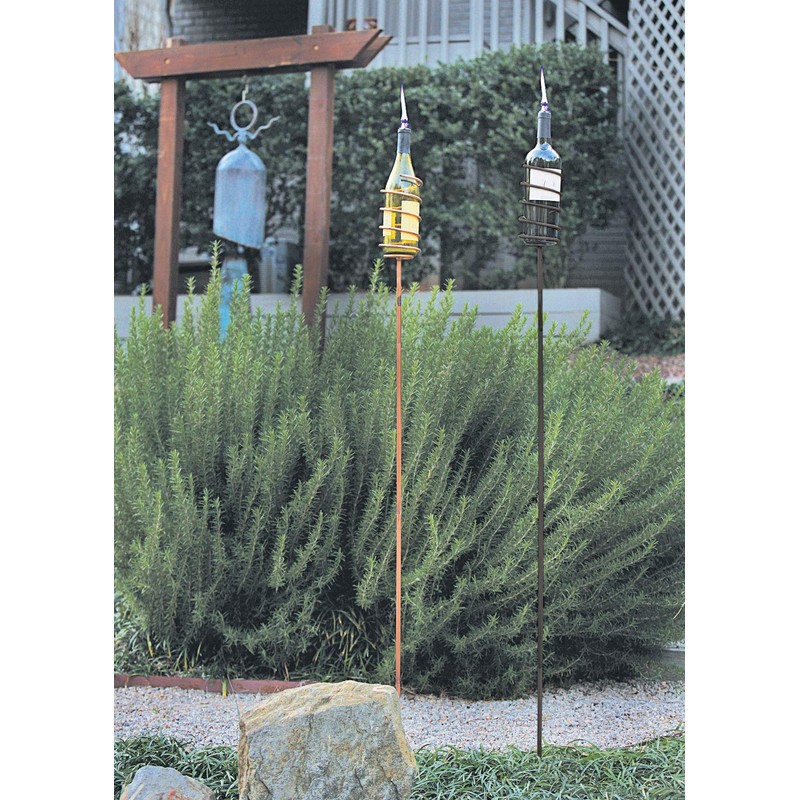 Oenophilia Afterglow Garden Stake Wine Bottle Wick Candle Holder -