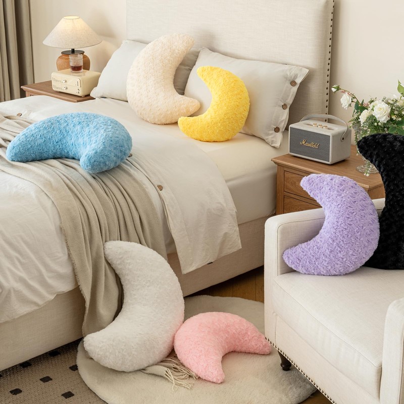 Moon Pillow, Decorative Throw Pillow with Soft Plush for Couch
