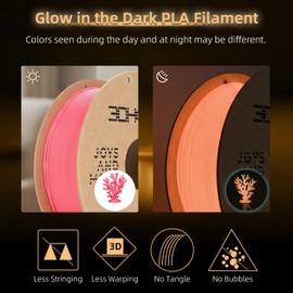 3DHoJor PLA Glow in The Dark Filament 1.75mm 1Kg, 3D Printing Luminous Filament 1.75mm Dimensional Accuracy +/- 0.03mm, Fit Most FDM 3D Printers- Glow Pink
