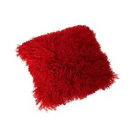 Genuine Mongolian Sheepskin Cushion Pillowcase 40x40cm (big variety of colours) JAY14 colour red