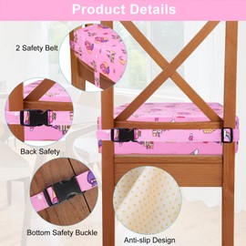 Toddler Booster Seat for Dining Table, Washable Thick Strong Support Portable Booster Chair for Toddlers Eating, Easy Cleaning Booster Seat Cushion Detachable with Fix Straps