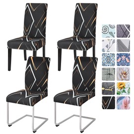 Alishomtll Dining Chair Covers Set of 4 Stretch Chair Slipcovers Swing Chair Elastic Removable Washable Dining Room Chair Covers Protector for Kitchen Banquet Hotel Restaurant (Rhombic Line, 4pcs)