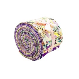 Purple Floral Quilting Fabric Roll, Japanese Style Purple Quilting Strips Precut Patchwork for Sewing DIY Crafts