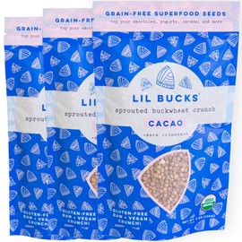 Lil Bucks Paleo Cereal - Sprouted Buckwheat Groats, Gluten Free Granola (CACAO, 3 Pack)