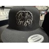 Flat Bill 3 Headed Elephant Hat Black Trucker Snap -
