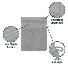 Merana Rome Wash Cloth Set | Absorbent, Soft and Lint-Free | Terry Wash Mitts in Luxury Quality Made of Heavy Cotton 590 GSM (Dolphin Grey, 4 x Wash Mitt (15 x 20 cm)