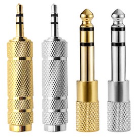 BEHAHAI 4pcs Headphone Adapter Jack, 6.35mm (1/4) inch Male to 3.5mm(1/8) inch Female,Stereo Jack Adapter 3.5mm Male to 6.35mm Female Plug Adapter Headphone Jack Converter Aux to Jack Adapter