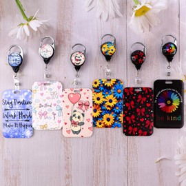 Red Bow Work Retractable Badge Reel with ID Holder Cute Love Heart Reel Clip & Badge Holder for Keys & ID Badges for Women Girls Kids Teachers School Cool Heavy Duty Retractable Keychain(Black)