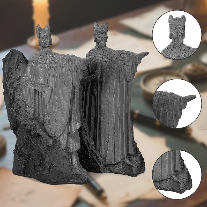 Large Bookends Decorative Resin Collectible - 9.5" Non-Slip Book Divider,