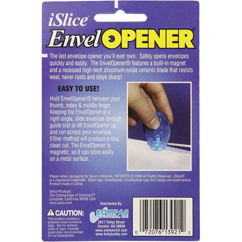 COMPAC HOME EnvelOpener Easily Open Envelopes, Magnet Keeps Letter Opener