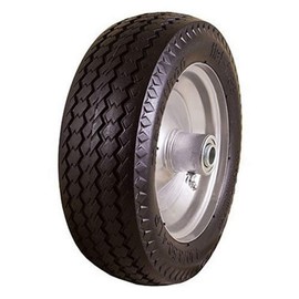 Marathon 4.10/3.50-4" Flat Free Hand Truck Tire on Wheel, 2.25" Offset Hub, 5/8" Ball Bearings, Sawtooth Tread