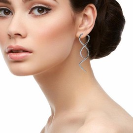 LIFKOME 2piezas Pendientes Espirales De Acero Inoxidable Para Mujer Aretes De Enhebrador Curvos Diseño Minimalista Paquete De Joyas Modernas Y Duraderas