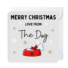 Second Ave Merry Christmas From The Dog Square Xmas Holiday Festive Greetings Card