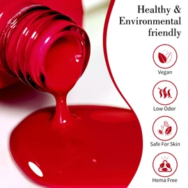 CANNI Gel Nail Polish Red Colors, 1Pcs Red Gel Polish Maroon Deep Red Color Nail Polish Gel High Gloss Soak Off U V Gel Nail French Nail Manicure Salon DIY