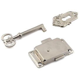 SDTC Tech Retro Desk Drawer Lock Vintage Style Square Spring Latch Lock with Key for Office Desk/Jewelry Box/Cabinet/Cupboard (Silver Tone)