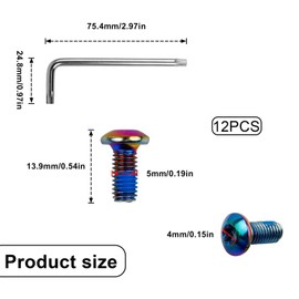 WJUAN Pack of 12 Bicycle Bolts, Colourful Alloy Steel, Brake Discs Screws, Strong Heat Dissipation Performance, with Wrench, Stem Screws, Suitable for Road Bikes, General Bicycles