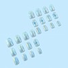 24 Pcs Press on Nails Short Blue Fake Nails Square