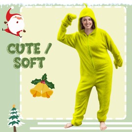 ATAMET Santa Stole Costume Jumpsuit Big Green Monster Adult Thief Pajamas (small, Green)