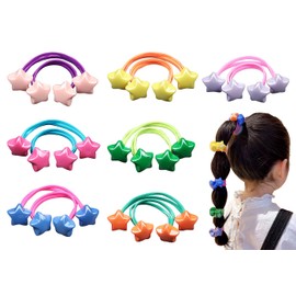 Wenlly 14-teilige Süßigkeiten Farbe Haargummis, süßer doppelköpfiger Stern elastischer Pferdeschwanz Halter, süße Haar Scrunchies, Haarzubehör