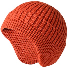 JFAN Winter Hat with Ear Flaps Wool Hat Head Warmer Beanies for Men and Women Outdoor One Size, orange
