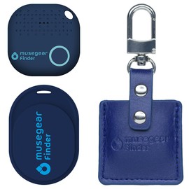 musegear Essentials: Key Finder with Bluetooth App from Germany I Special Bundle: Finder 2 Dark Blue, Finder Mini Dark Blue, Finder 2 in Leather Case Navy Blue I Maximum Data Protection