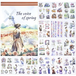 NOTIONSLAND 20 Sheets Scrapbook Stickers Book, 100+ Journaling Stickers for Scrapbooking Supplies, PET Aesthetic Vintage Stickers for Scrapbooking