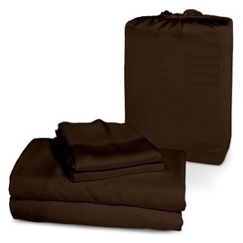 Femini Fashion Extra Deep Pockets 1000 Thread Count 100% Organic GOTS Certified Cotton, 22-Inch Deep-Pocket, 4-Piece Bed Sheet Set (1 Flat Sheet, 1 Fitted Sheet, 2 Pillow Covers) - Queen, Chocolate
