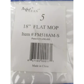 Perfect Clean Pack of 5 Perfect Clean Mop Flat, 18 in. x 5 in. Blue, antimicrobial FM518AM-S