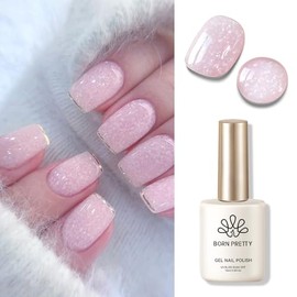 Born Pretty Jelly Gel Nail Polish, Shimmer Glitter Snow Jelly Gel, Milky Pink Translucent Natural Gel Nail Polish, Manicure Salon DIY for Women Girls 15ML