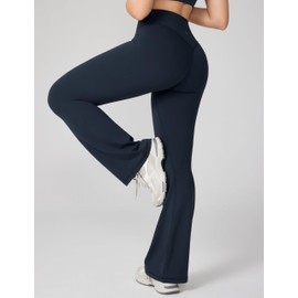 UNISSU Hugcurve No Front Seam High Waisted Flare Leggings for Women Bootcut Yoga Pants Buttery Soft Lounge Workout - 31.5'' Twilight Blue Small