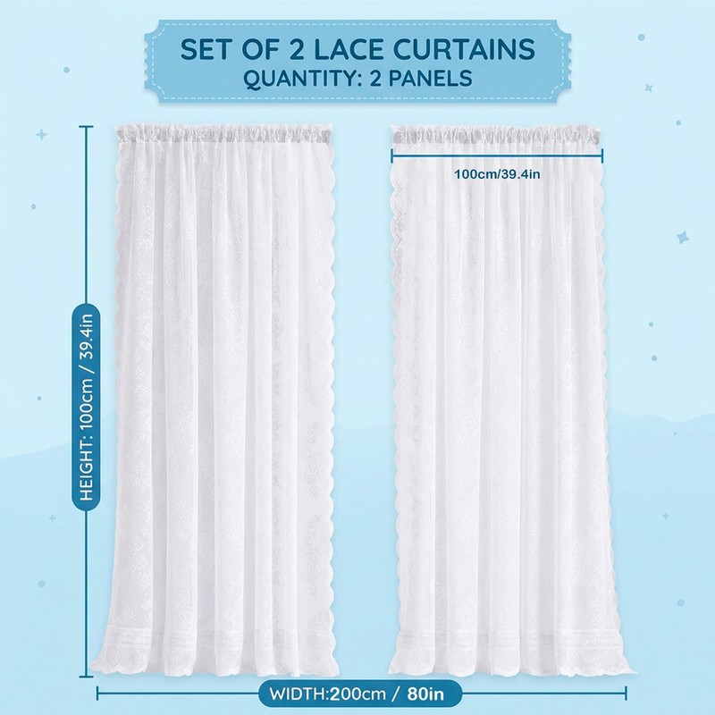 CtiUjdx 2 Panels Lace Curtains, Net Curtains for Windows with