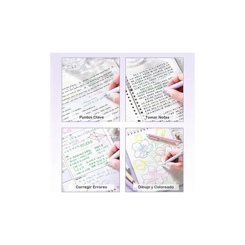 Set De Bolígrafo De Gel Tinta Multicolor Punta Fina 5pcs