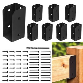 CNQLIS 8Pcs Deck Railing Bracket Connectors for 2" x 4" Railing Wood Posts with Mounting Hardware and Drill Bit（Black）