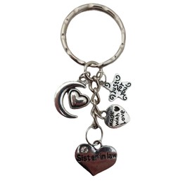 Love Heart Keyring Sister In Law Gem Charm Pendant