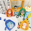 Doll display canvas bag with keychain, portable figure transparent storage