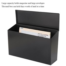 Wall-Mount Mailbox for Outside,Large Capacity Mail Box Waterproof and Rust-Resistant, Galvanized Steel Metal Post Box, Mailboxes for House, 15.7"x9.9"x4.9" Black