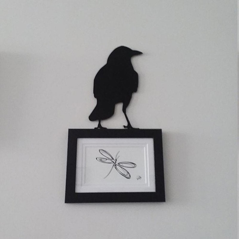 4 Pcs Crow Acrylic Bird Sculpture Bird Silhouette Garden Art