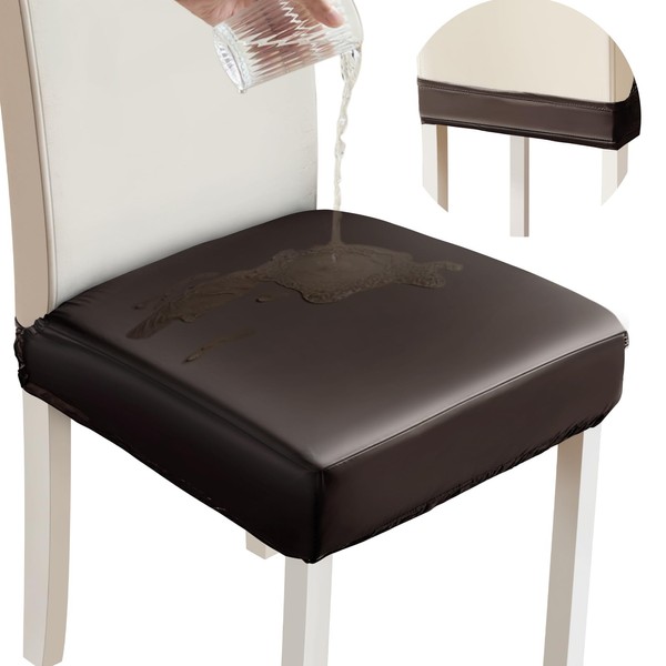 Chair Covers for Dining Chairs, 4Pack Waterproof PU Leather Seat