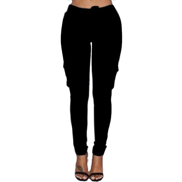 Women's Solid Color Stretch Cargo Joggers Casual Pockets Drawstring Skinny