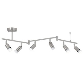 SEEBLEN 6-Light Nicke Track Lighting Fixtures Ceiling, Modern LED Track Lighting with Flexible Foldable Arm and Rotatable Light Head, Adjustable Ceiling Light for Kitchen Islands, Dining Rooms