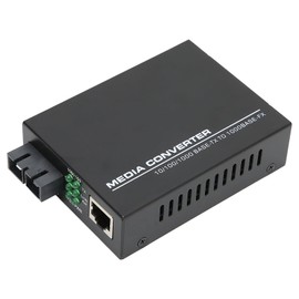 Gigabit Ethernet Media Converter, Fiber to Ethernet Adapter Single Mode Dual SC RJ 45 Port to 10 100 1000Base Tx Fiber Media Converter(#2)