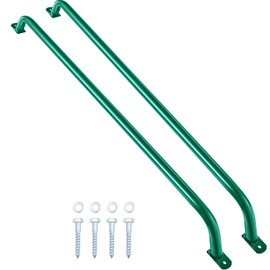 Lounsweer 2 Pieces Playground Accessories Metal Green Safety Handles Playhouse Ladder Handle Long Green Grab Handle Bars for Treehouse, Jungle Gym, Rock Climbing Wall, Playground (37Inch)