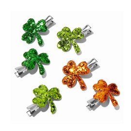 6 Pack St. Patrick's Day Glitter Sequin Shamrocks Hair Clips Alligator Barrettes Irish Green Clover Costume Hair Accessories for Women Girls Kids Holiday Party Favor Gifts