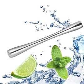 QQRR Cocktail Pestle Made of Stainless Steel, Cocktail Muddler, Pestle Bartending Tools, for Cocktail Puree Made of Natural Mint, Lime and Citrus Fruits (26 cm/10.2 inches)