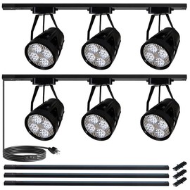Yuemegou L-Type Extra Large Size High Brightness Track Lighting Complete Kit, 6-Lights 35W LED Track Lighting with 9.8FT Track, 6 Bulbs Plug in Track Lighting 6000K Cool White for Commercial Lighting
