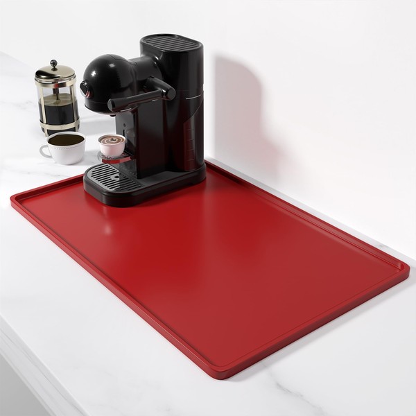 Rnivvi Silicone Coffee Mat, 12" x 19" Waterproof Raised Edge