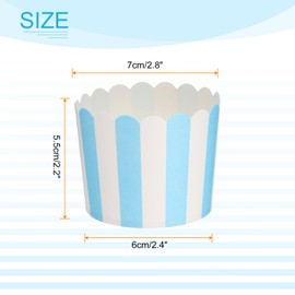 sourcing map 50Pcs Paper Baking Cups 6oz Greaseproof Disposable Bulk Cupcake Muffins Liners Cases Wrappers for Wedding Birthday Graduation, Stripe Blue