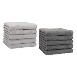 Betz 10 Stück Gästehandtücher Gästehandtuch PREMIUM 100% Baumwolle Größe 30x50 cm Handtuch Gästetücher Set Farbe silbergrau und anthrazit