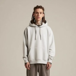 Premium Double Layer Hood Side Pocket Pure Cotton Hooded Sweatshirt Men's Custom Designer Oversized HoodieColor: Gray, Size: 3 XL