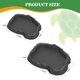 MaNeaz Pack of 2 Turtle Accessories Terrarium Accessories Water Bowl Terrarium Reptiles Water Bowl, Food Bowl, Terrarium Drinking Bowl, Water Bowl (Grey)